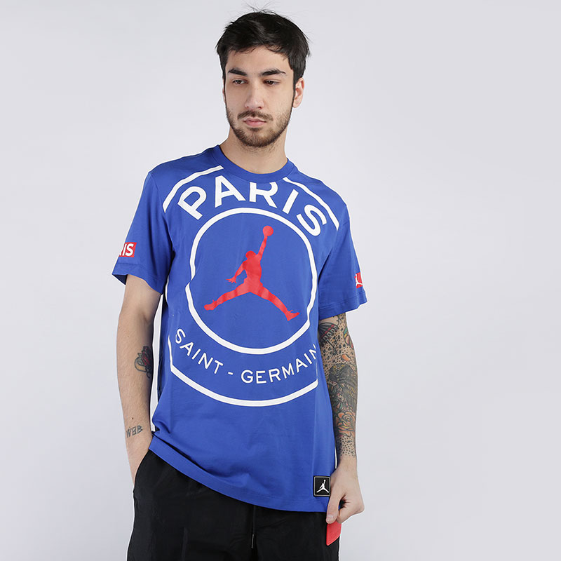 мужская синяя футболка Jordan Paris Saint-Germain Tee BQ8384-480 - цена, описание, фото 1